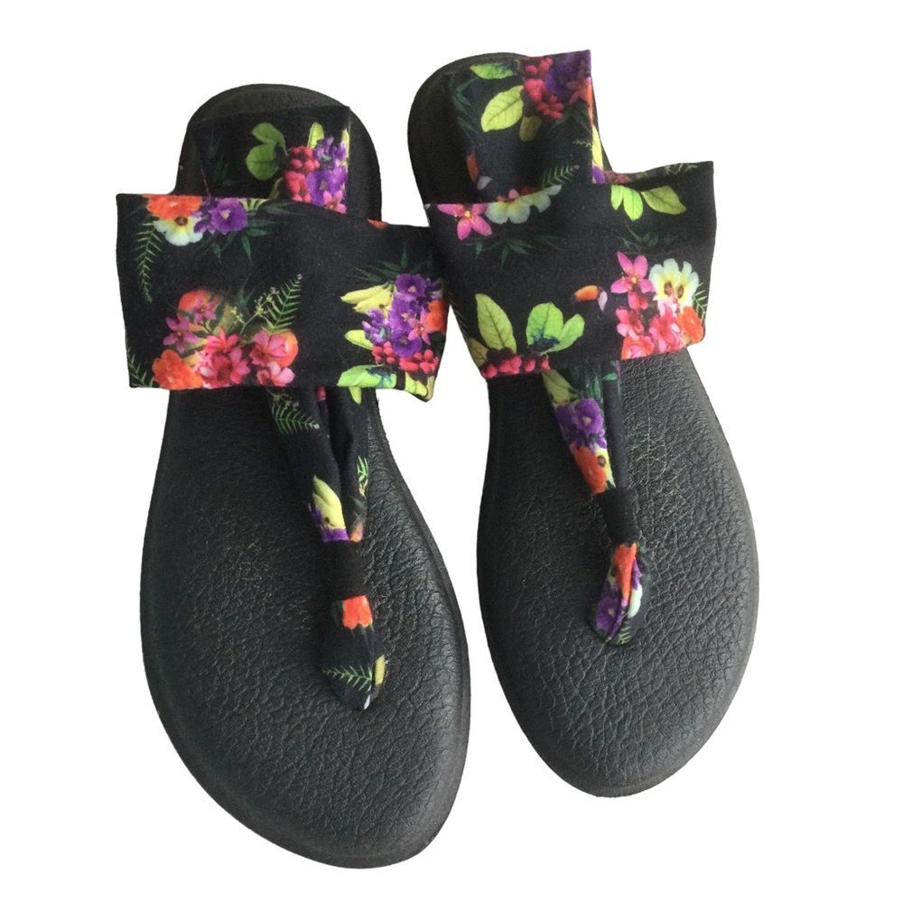 Sanuk Floral Slingback Yoga Thong Sandal Size 10 - Picture 5 of 9